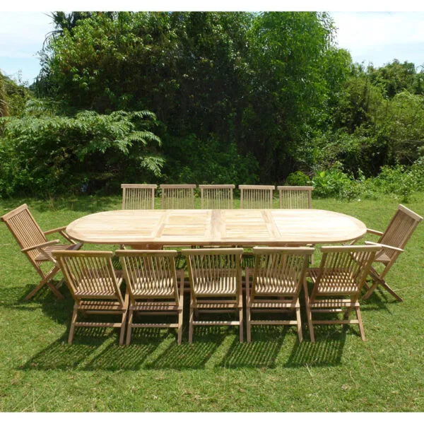 Ensemble de jardin en teck premium NAYAN 10 chaises 2 fauteuils JENAE – Image 2