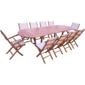 Ensemble de jardin en teck premium NILA 8 chaises et 2  fauteuils TOREA Ivoire