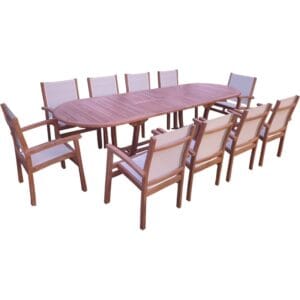 Ensemble de jardin en teck premium NILA 10 fauteuils AREDO Ivoire