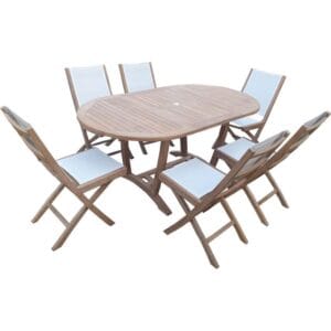 Salon de jardin en teck premium SALIA 6 places TOREA Batyline